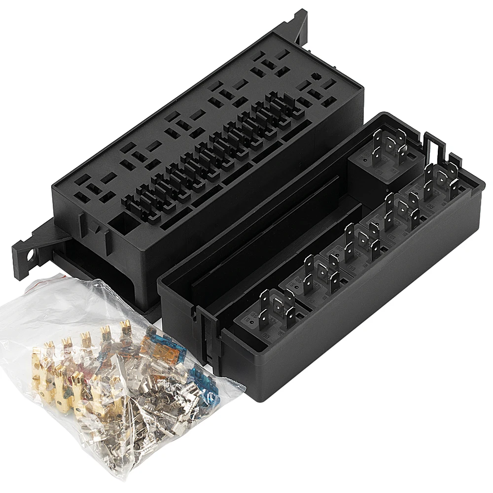 DaierTek-bloque de caja de relé de fusibles automático, 12V, 11 vías, con relé de 5 pines y fusibles para coche, camión marino, remolque, barco