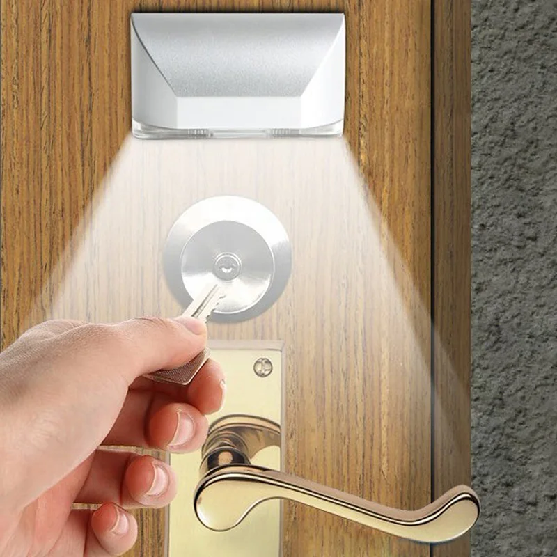 Lámpara LED inteligente con forma de cerradura, lámpara con Sensor de cerradura de puerta, Detector de movimiento automático con pilas para cocina, pasillo y escalera