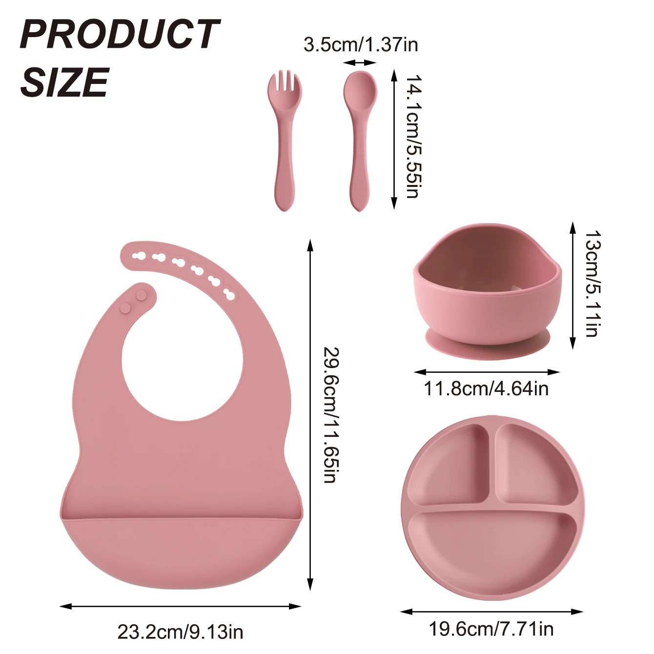 Color niños 5 uds juego de alimentación de bebé de silicona platos de succión plato sin BPA tazón con ventosa babero cuchara tenedor vajilla de entrenamiento juego de regalo