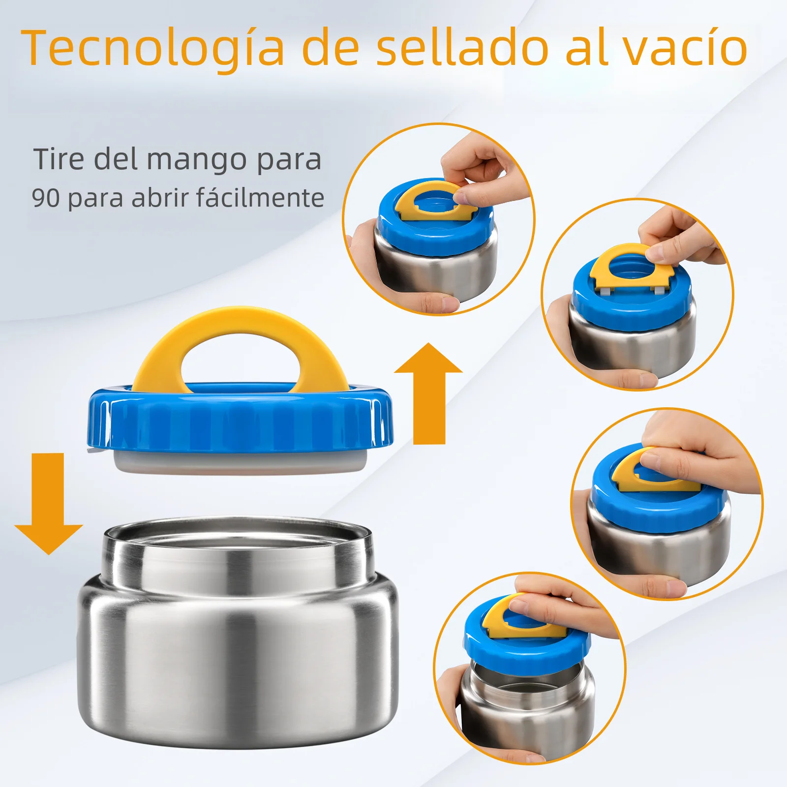 Tarro de comida con aislamiento al vacío de boca ancha térmica para sopa de 8oz para alimentos calientes y fríos, contenedor de almuerzo para niños de acero inoxidable a prueba de fugas para Scho