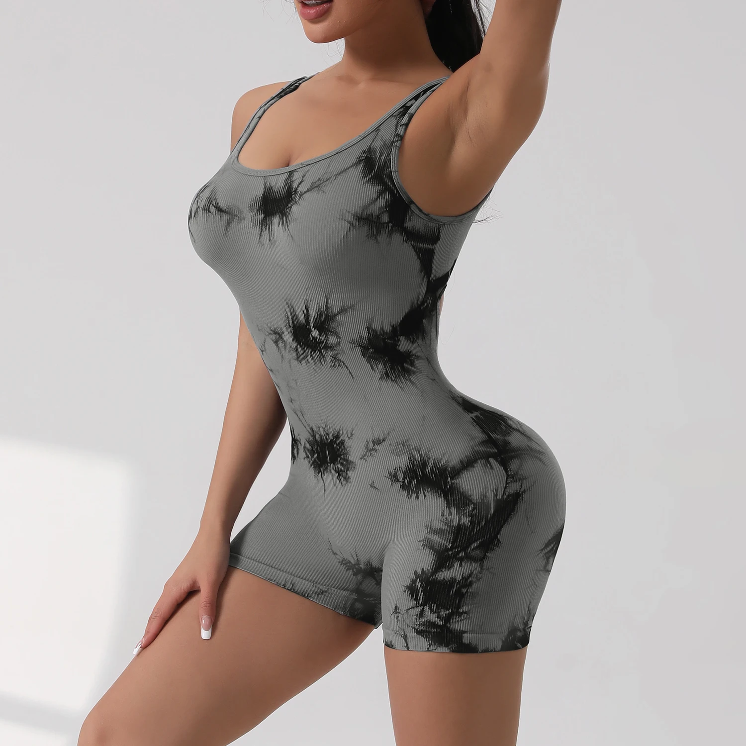 1 Uds. Traje de Yoga con parte de atrás bonita, mono deportivo elástico para levantamiento de glúteos, mono transpirable roscado para mujer sin almohadilla