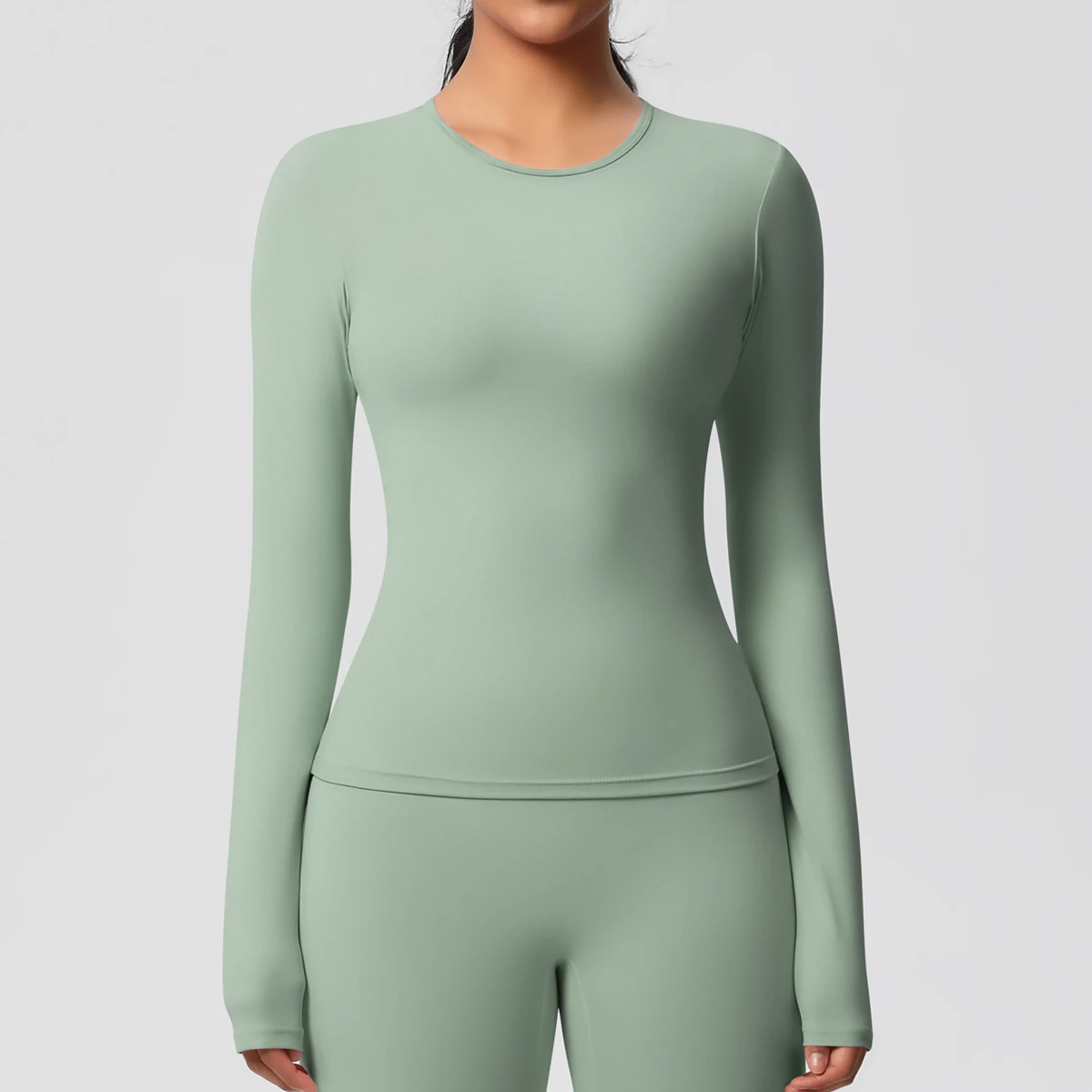 Top de entrenamiento de manga larga para gimnasio para mujer, Top informal para exteriores, Top de entrenamiento de ajuste seco, Top deportivo transpirable de alta elasticidad, Top deportivo de manga larga