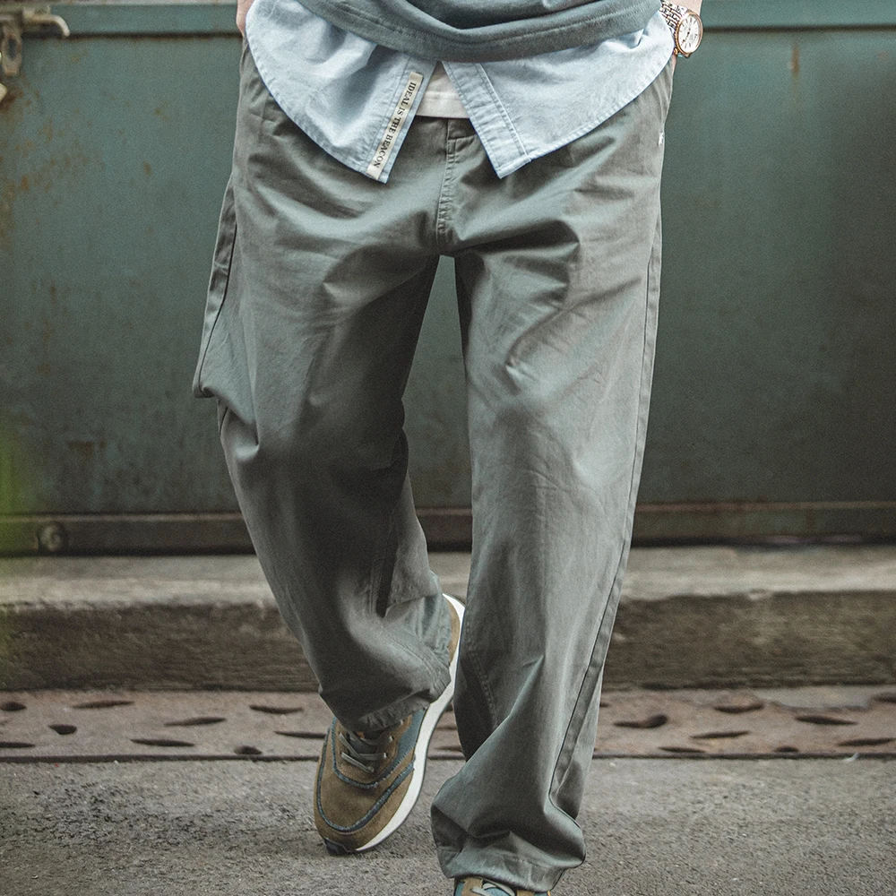 Maden-pantalones Cargo fáciles para hombre, pantalones sueltos informales con bolsillo y cordón, monos Vintage, ropa recta