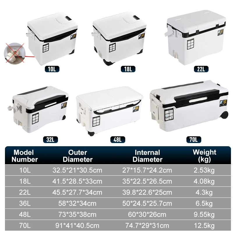 Caja enfriadora de pesca, caja de aparejos para tanque al aire libre, herramientas de almacenamiento de peces, mar, con agujeros de aire portátiles, 10L, 18L, 22L, 32L, 48L