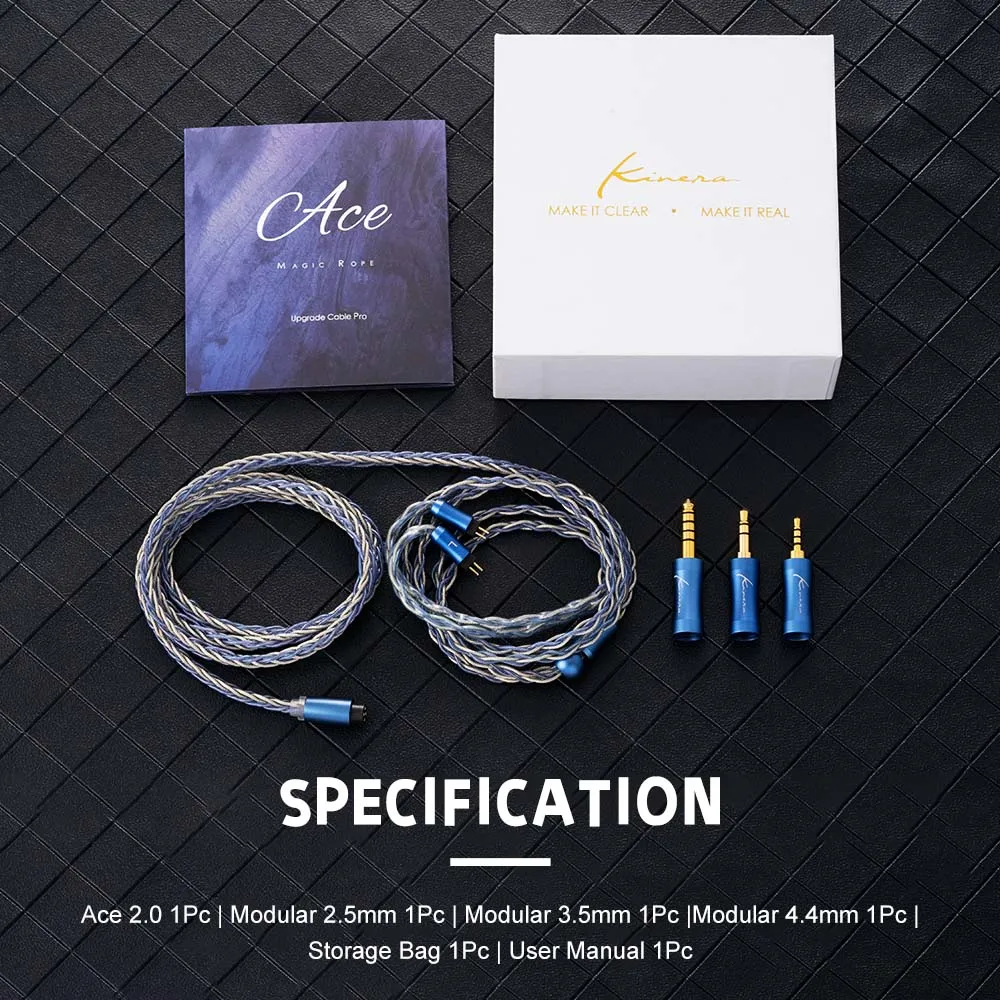 Audífonos Intrauditivos Kinera Ace 2.0 con Cable Modular de Actualización, Auriculares IEM con Conector Desmontable de 2.5+3.5+4.4mm, Accesorios para Auriculares
