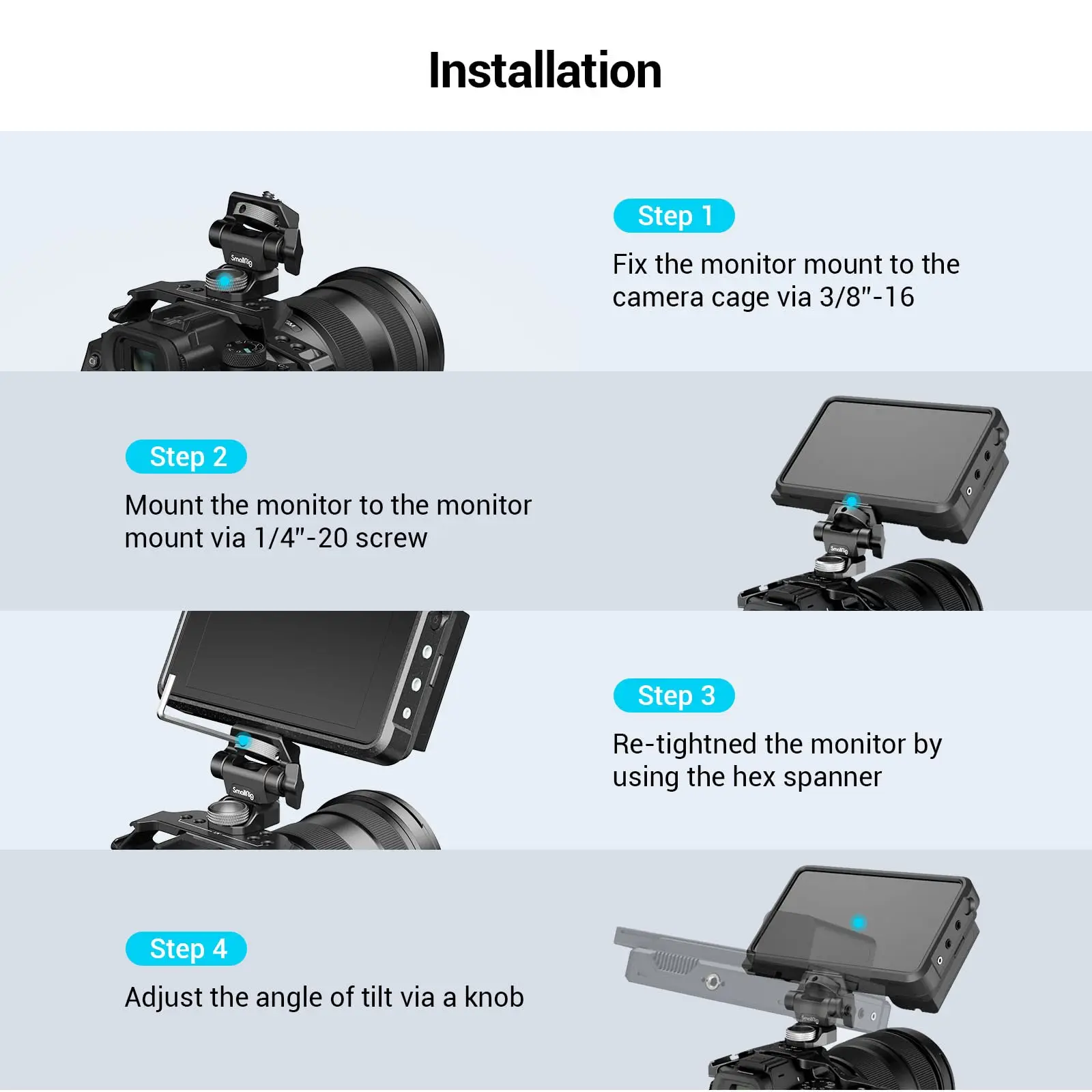 SmallRig-abrazadera para cámara DSLR, montaje de Monitor ajustable giratorio e inclinable con tornillos para luz de Flash de Monitor, accesorio DIY 2903B