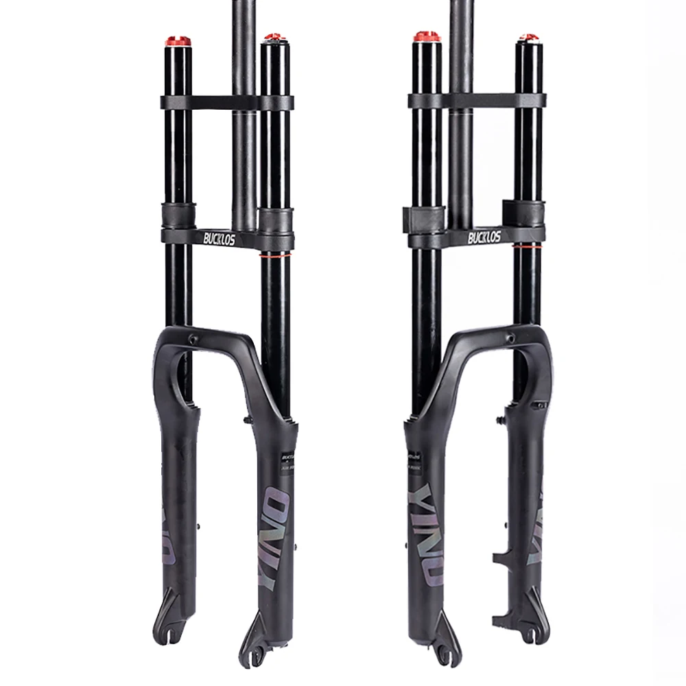 BUCKLOS MTB horquilla 20 26 pulgadas Fatbike horquilla doble hombro bicicleta de montaña suspensión neumático ancho bicicleta horquilla de aire para nieve playa bicicleta