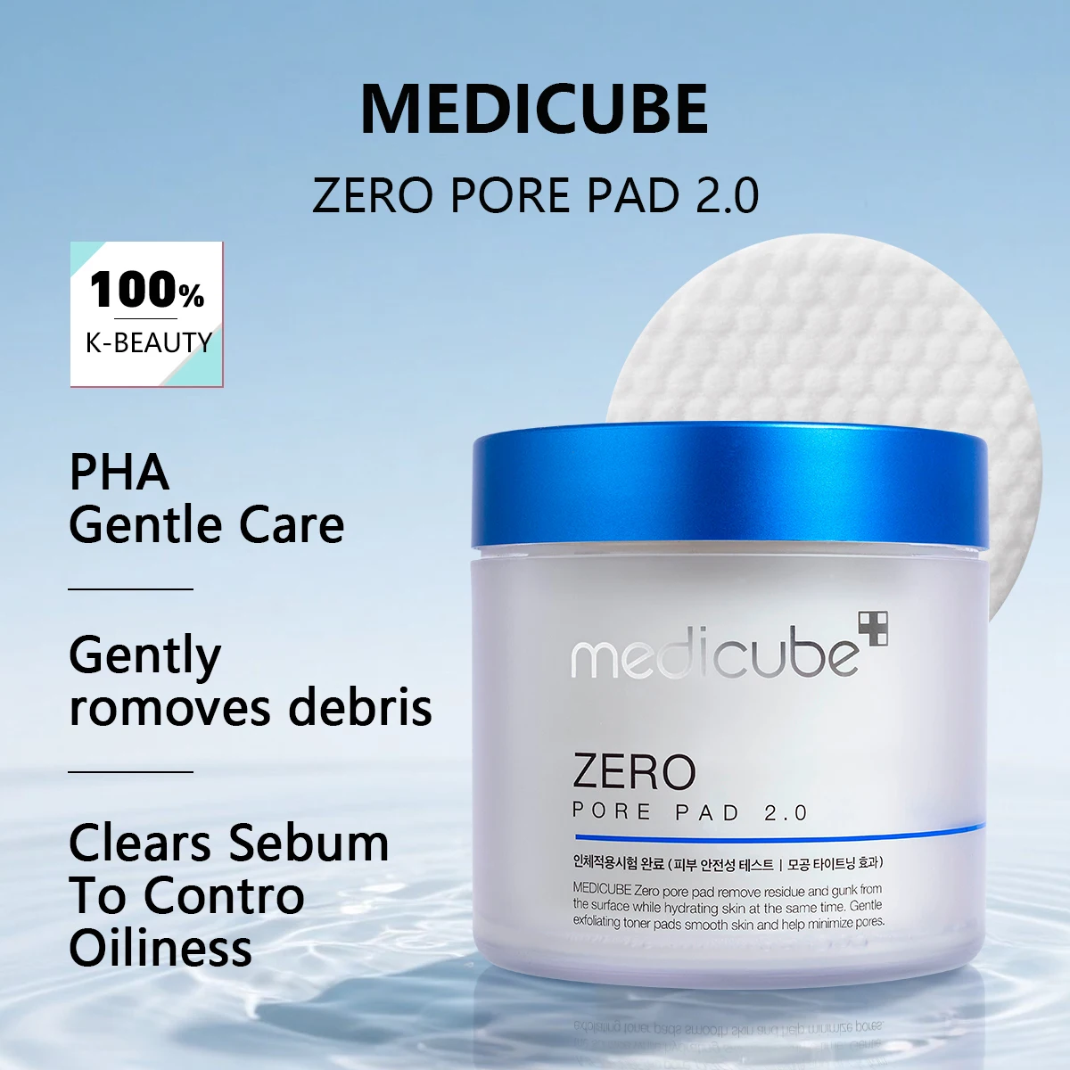 Medicube ZERO PORE PAD 2.0, Algodón Preimpregnado de Doble Textura, Fórmula Hidratante y Calmante, Cuidado de la Piel Coreano, K-Beauty, Maquillaje Coreano