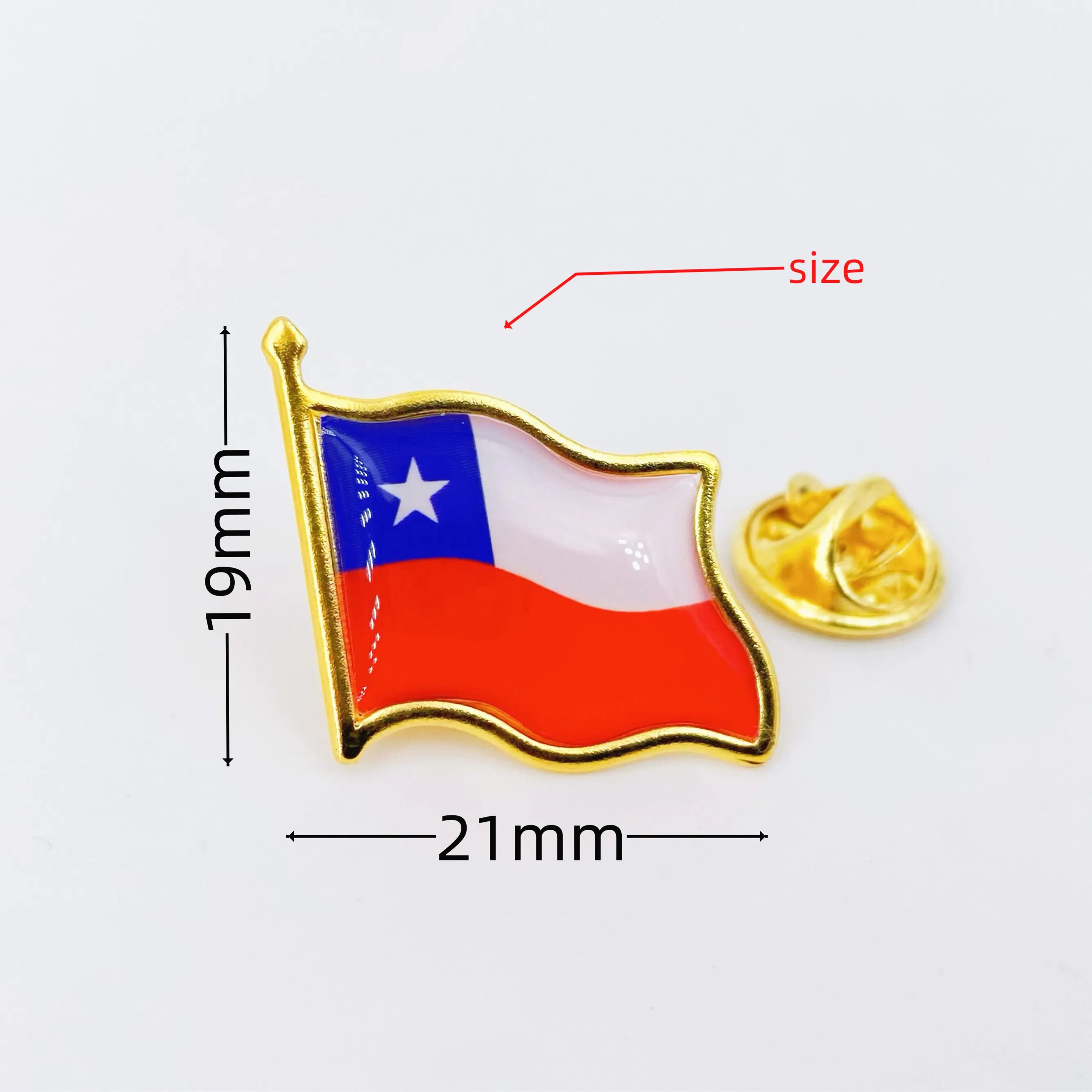 Alfileres de solapa con bandera de Chile, paquete a granel, insignias con emblema nacional de Chile para chaquetas, sombreros, mochilas y ropa