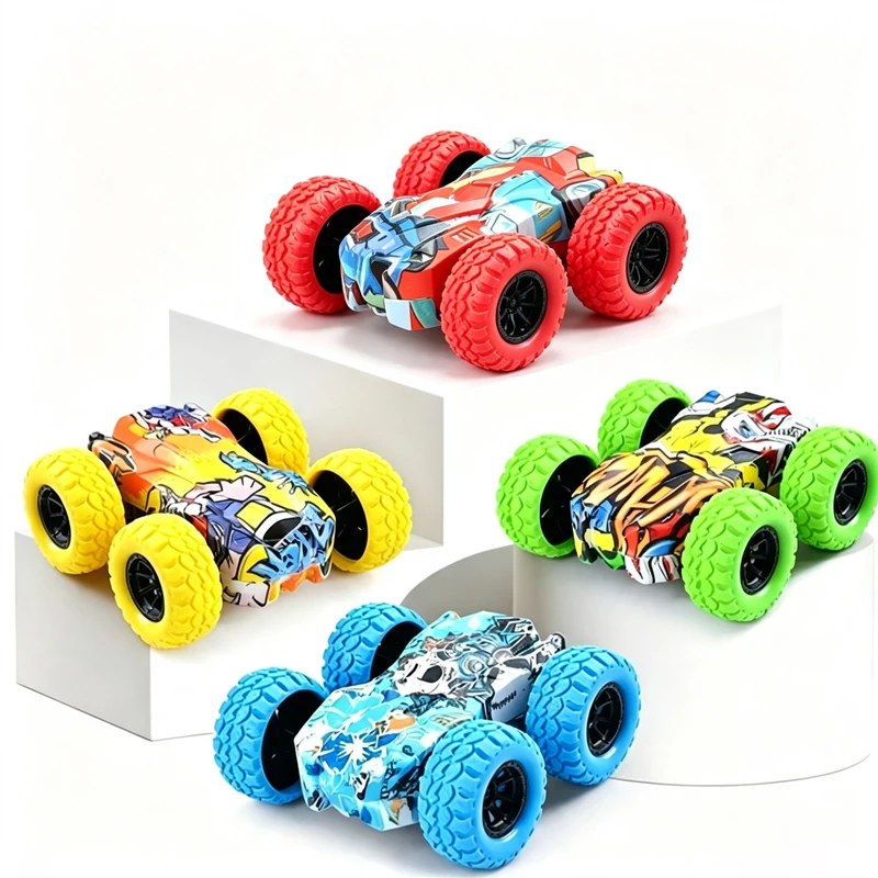 Mini coche de inercia de juguete para niños, reconocimiento automático de colisión, coche para correr de doble cara, juguete interactivo divertido para niños y niñas