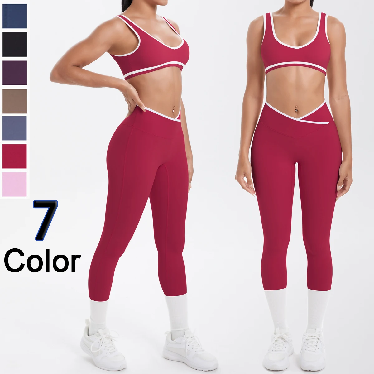 Conjunto de pantalones y sujetador de Yoga para mujer, Top de entrenamiento de Color sólido, conjunto deportivo de realce de entrenamiento de alta resistencia, mallas de Yoga para correr al aire libre, 2 uds.