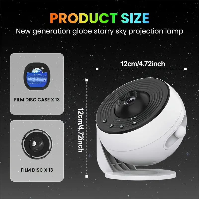 Proyector de galaxia de luz nocturna Proyector de cielo estrellado 360 °   Lámpara planetaria giratoria para dormitorio de niños, decoración de boda del Día de San Valentín