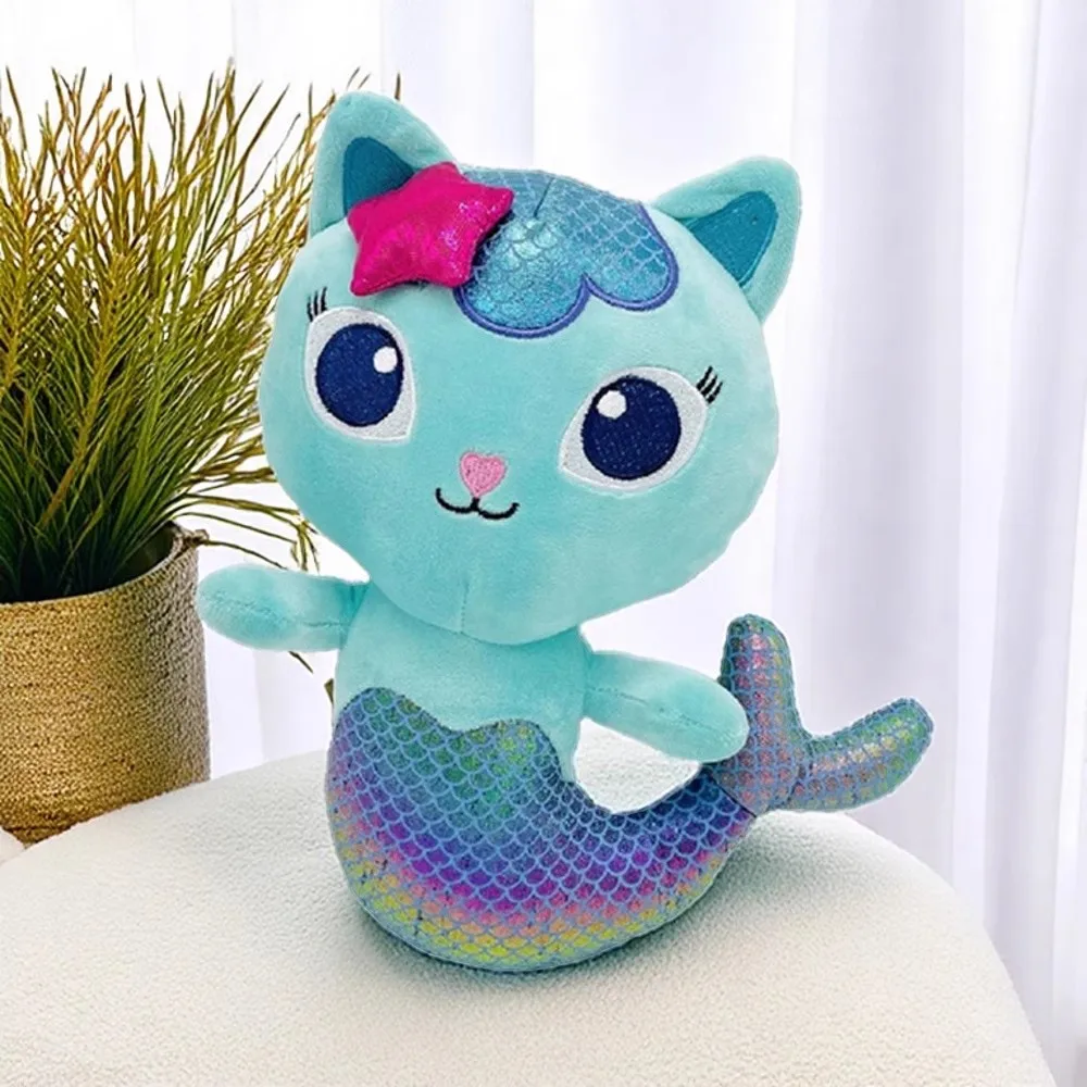 9 nuevos Stlyes Gabby casa de muñecas de juguete de peluche Mercat dibujos animados animales de peluche sirena gato Plushie muñeca niños cumpleaños regalos de navidad