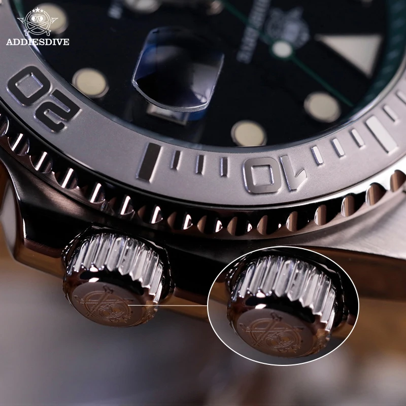 Reloj de buceo ADDIESDIVE para hombre, resistente al agua hasta 200m, BGW9, bisel de cerámica superluminoso, elegante reloj de cuarzo de acero inoxidable para hombre