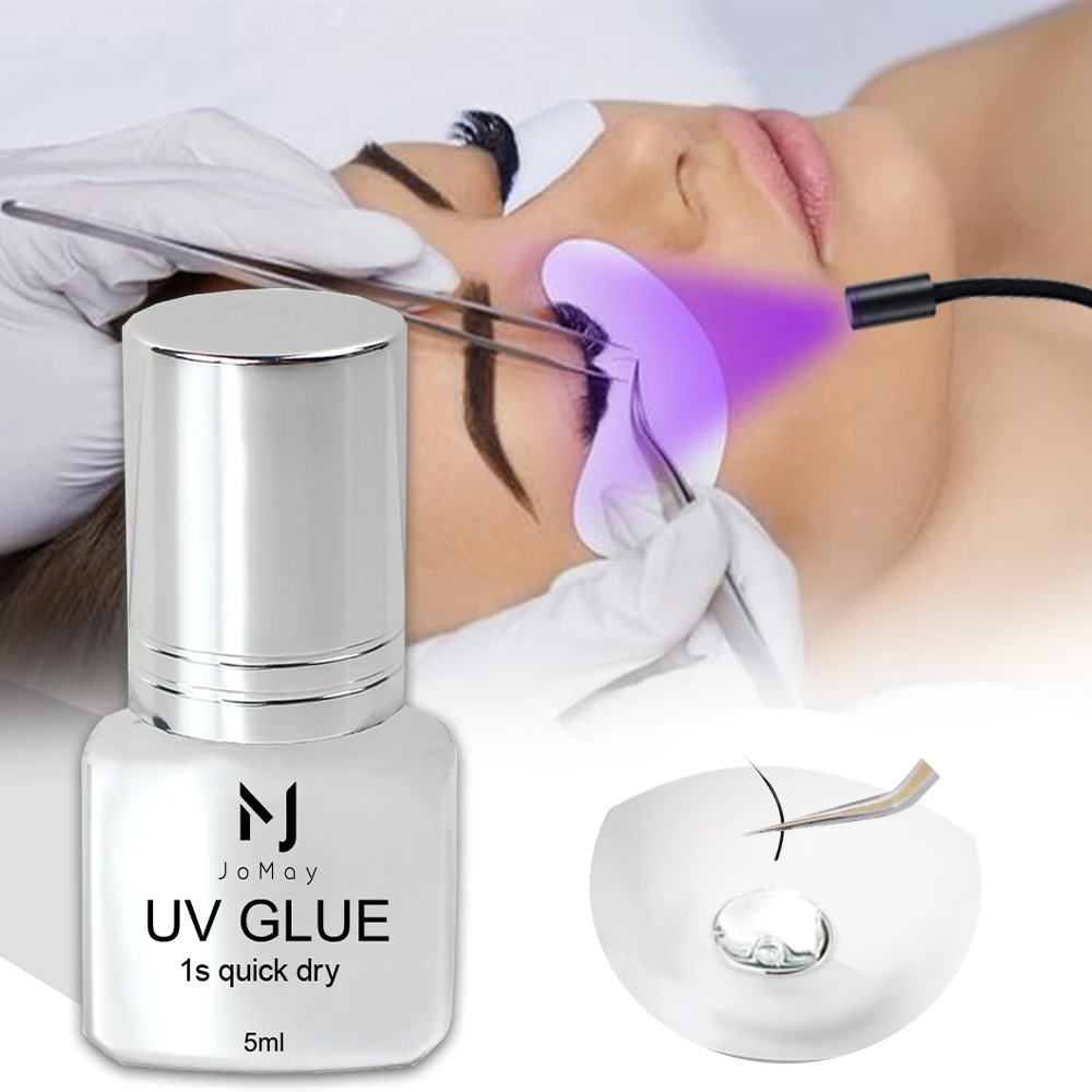 Pegamento para Pestañas JOMAY UV, Pegamento Extra Fuerte para Extensión de Pestañas, Pegamento UV 5ML, Adhesivo Impermeable, 3 Botellas