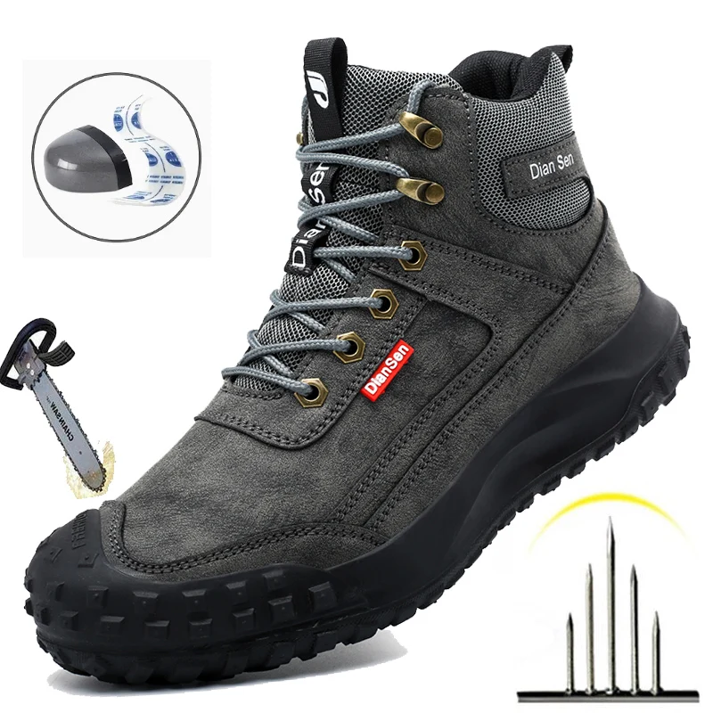 Zapatos de Seguridad con Puntera de Acero para Hombre Dian Sen, con Suelas Antiaplastamiento, Antipinchazos y Antideslizantes, Zapatos de Trabajo Industriales Modernos