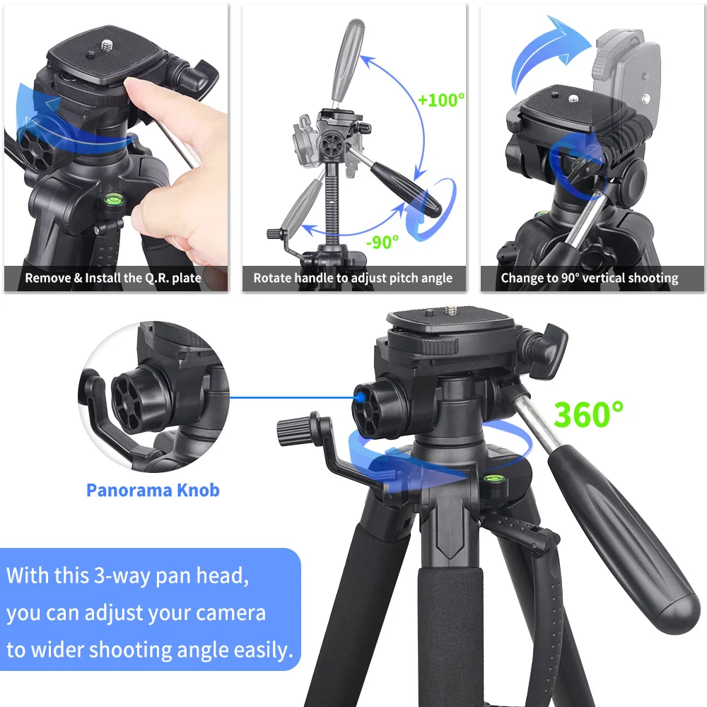 Trípode de cámara INNOREL RT20 de 184cm de altura, soporte profesional de viaje ligero para teléfono móvil DSLR, videocámara, luz de relleno Gopro