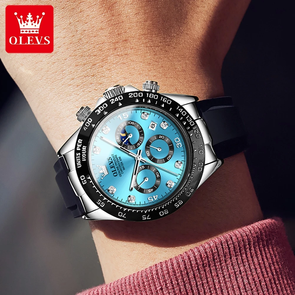 OLEVS-Reloj de lujo para hombre, cronógrafo de cuarzo, resistente al agua, luminoso, de pulsera, deportivo, 2875
