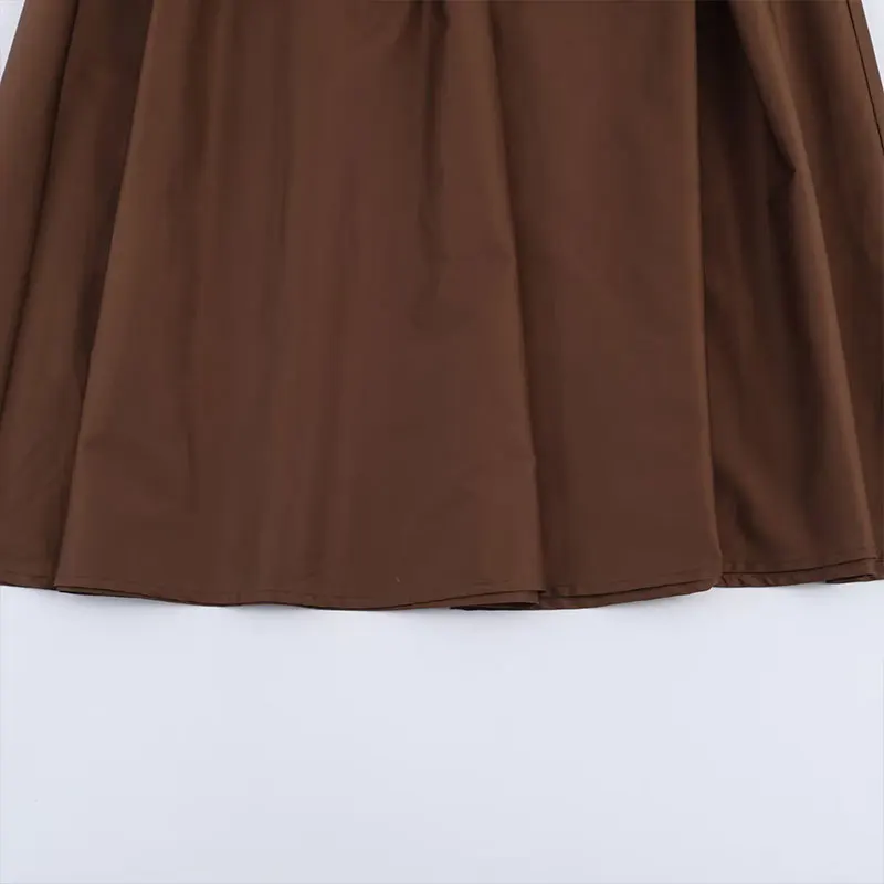 Nlzgmsj 2026 Nueva Falda Midi Vintage de Color Sólido con Pliegues en la Cintura, Faldas Largas para Mujer, Moda Urbana, Casual, para Vacaciones