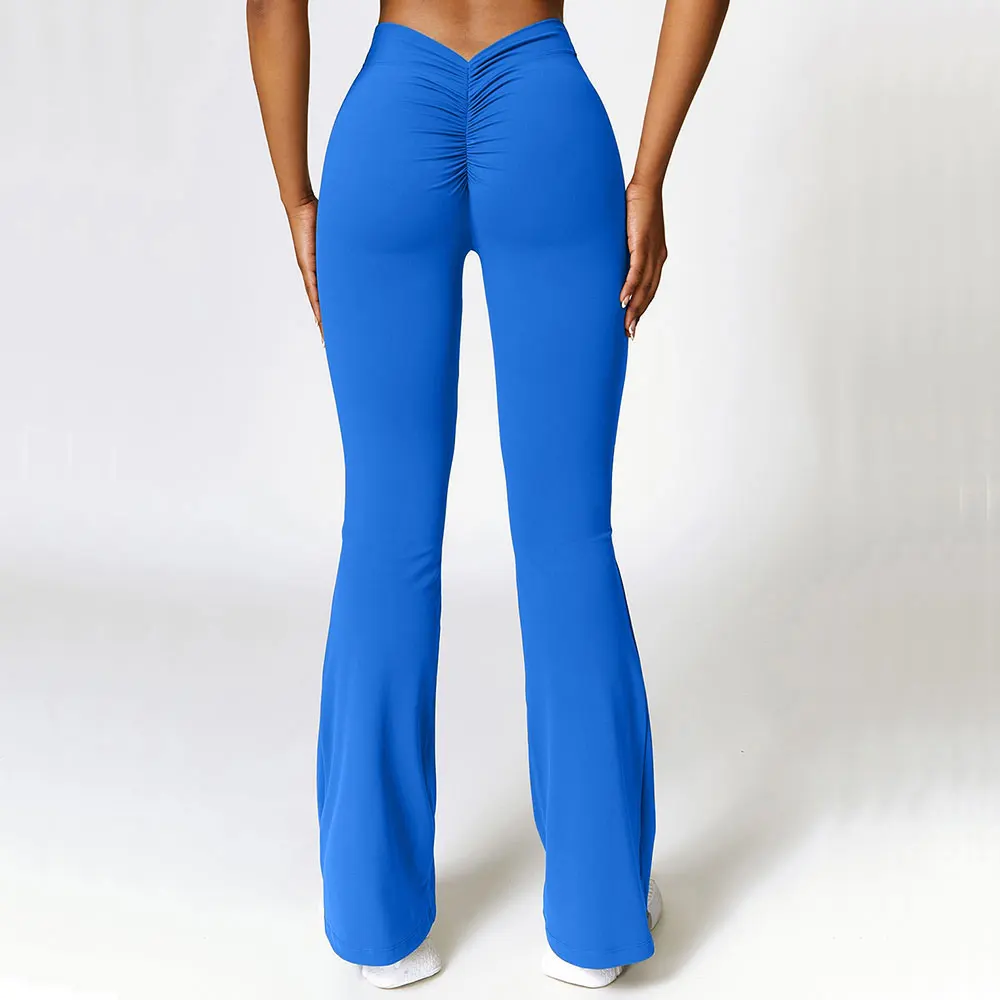 Mallas acampanadas en forma de V, pantalones de Yoga a la cadera para mujer, pantalones de pierna ancha de cintura alta, pantalones acampanados deportivos para gimnasio y Fitness, pantalones de baile latino