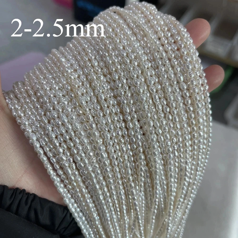 Cuentas de perlas naturales de agua dulce, cuentas de aislamiento sueltas en forma de arroz para la fabricación de joyas, accesorios de pulsera de collar DIY, tamaño 1,8-2mm