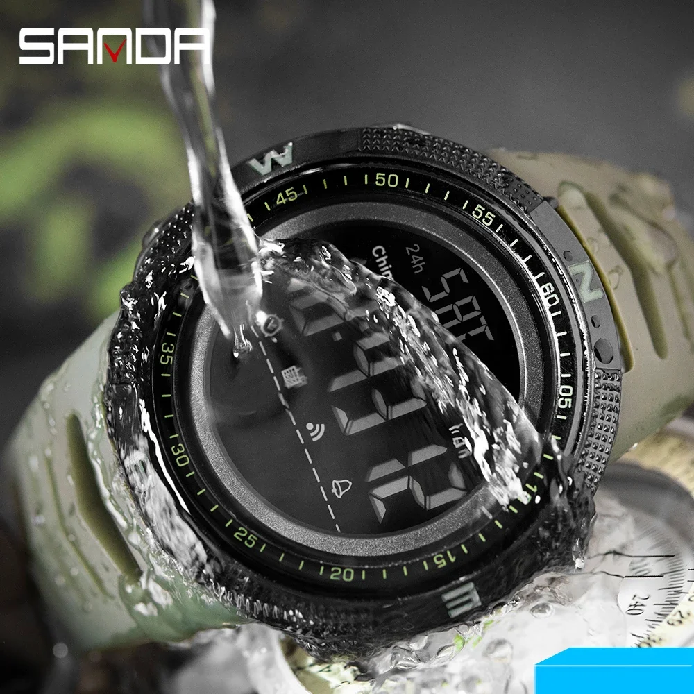 Reloj deportivo militar SANDA 6014 Para Hombre, Relojes de pulsera digitales, pulsera resistente al agua con cuenta atrás a prueba de golpes, Relojes Para Hombre