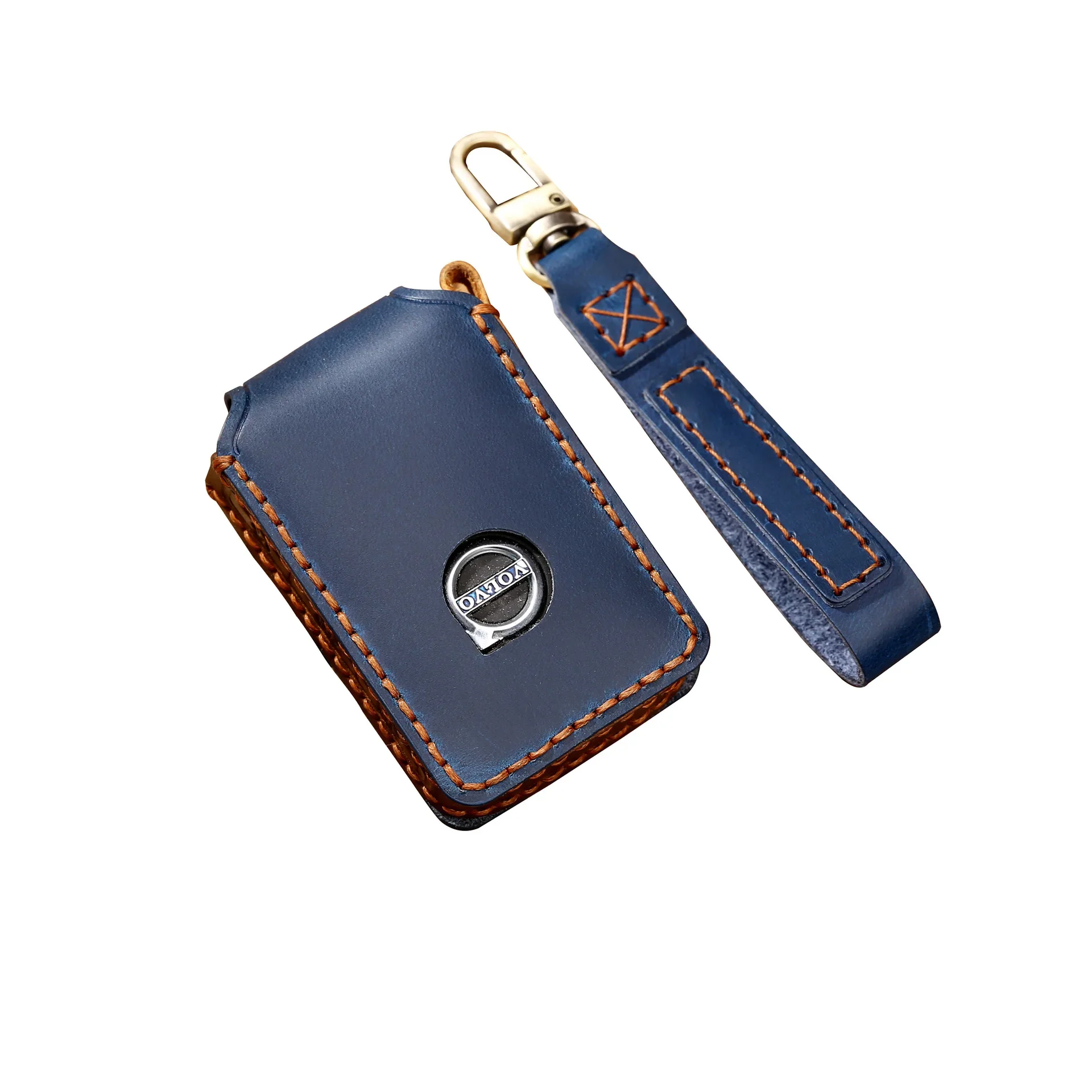Funda de cuero de lujo para llave de coche, Protector Fob para accesorios Volvo XC60 V60 S60 XC70 V40, llavero, bolsa de carcasa