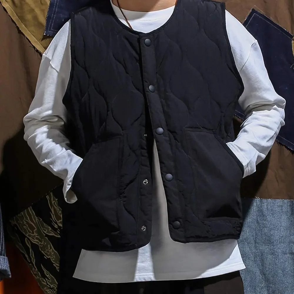 Chaleco acolchado de algodón Vintage para hombre, chaqueta acolchada sin mangas, ropa de abrigo informal gruesa y cálida para trabajo, Otoño e Invierno