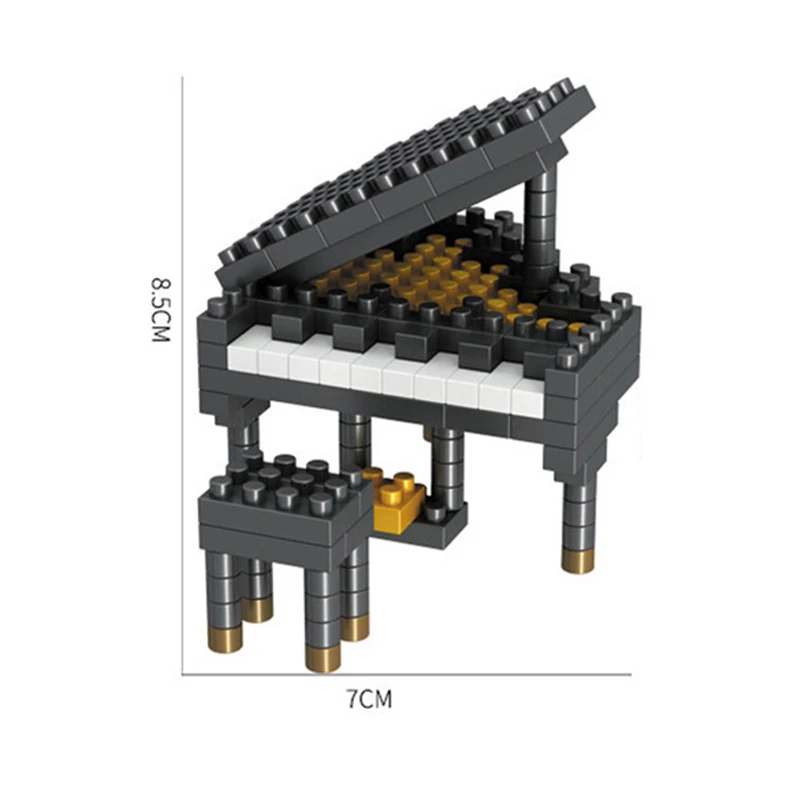 MOC-bloques de construcción de instrumentos musicales para niños, Mini Piano de plástico ABS, guitarra, montaje de bricolaje, ladrillos, juguetes educativos