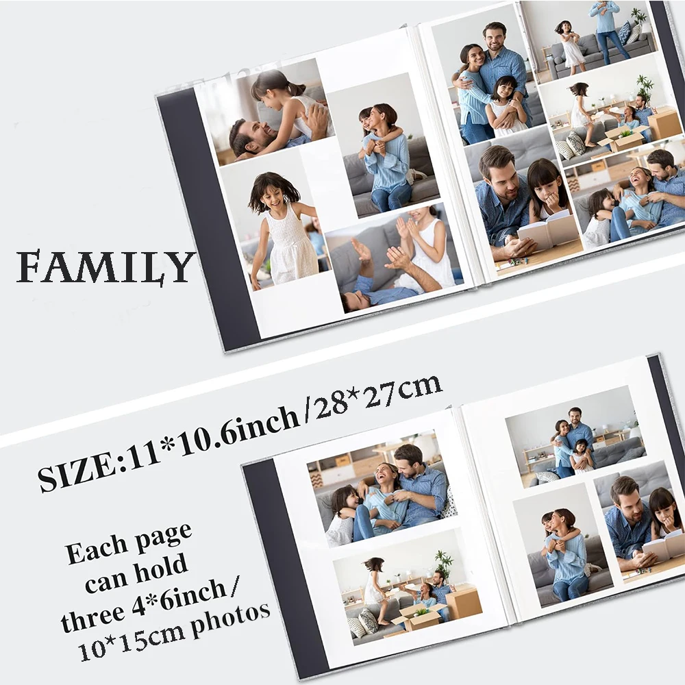Álbum de fotos grande de Color sólido, estantería autoadhesiva, 20 hojas/40 páginas, almacenamiento de fotos de boda, aniversario familiar de bebé