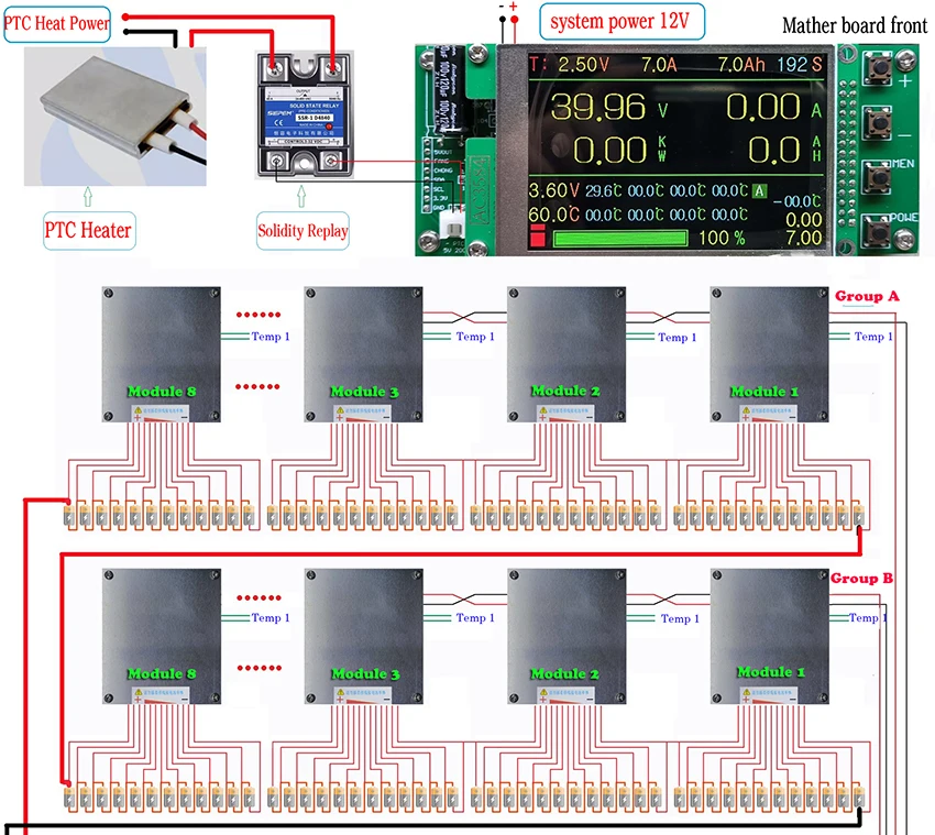 4S-192S 200A Smart YL DIY BMS LiFePO4 Li-ion LTO con relé Compatible con Bluetooth APP Monitor pantalla LCD de energía Solar