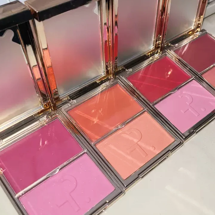 Paleta de Maquillaje Facial 2 en 1 de la Marca Popular Patrick, Colorete en Crema y Polvo de Doble Color, Iluminador Brillante, Cosméticos para Mujer