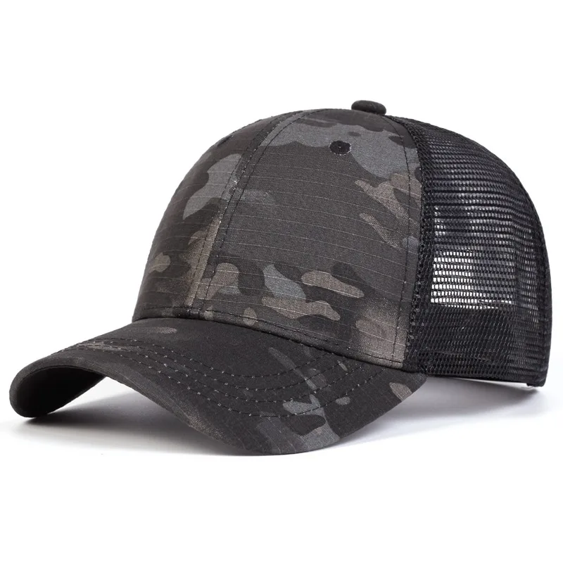 Gorras de béisbol de malla de camuflaje unisex, gorras de red, gorras informales ajustables para primavera y verano, sombrero con protección solar para actividades al aire libre, 1 ud.