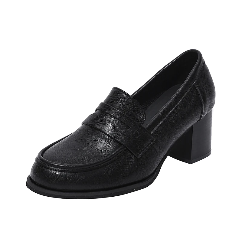Zapatos Vintage de tacón grueso de cuero para mujer, zapatos Mary Jane concisos sin cordones para fiesta y banquete, novedad de primavera y otoño de 2026, zapatos de tacón para mujer