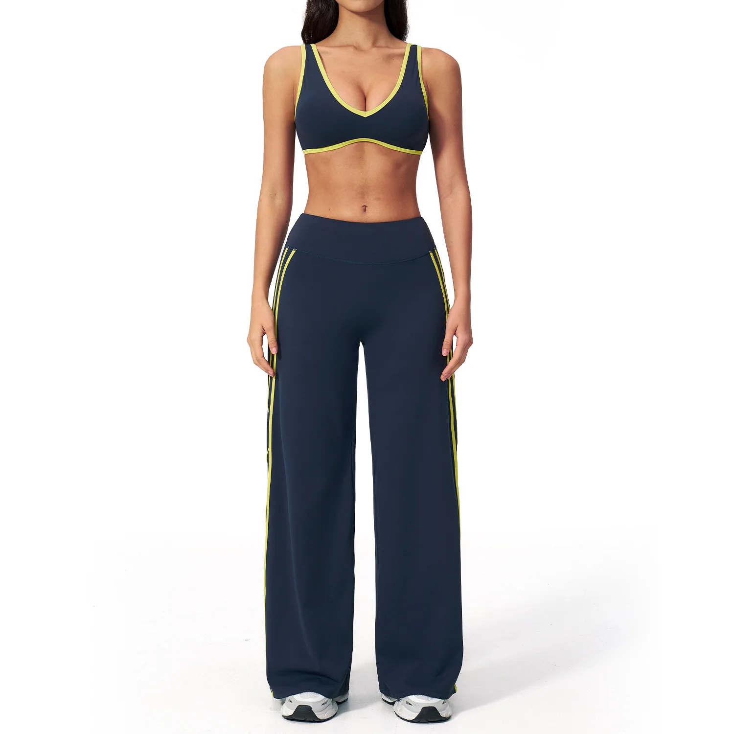 Conjunto de Yoga de 2 Piezas, Traje Deportivo para Gimnasio, Ropa Deportiva para Mujer, Bra Deportivo y Pantalones Acampanados, Ropa de Entrenamiento, Conjuntos Deportivos de Yoga para Mujer