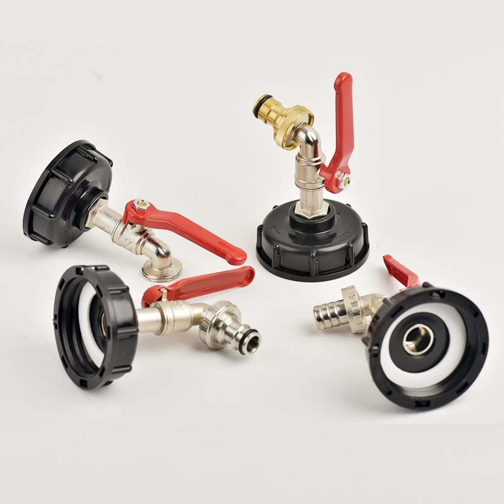 Adaptador de grifo de tanque IBC de rosca S60X6, boquilla, manguera de jardín de 1/2 vías, grifo de conexión rápida, accesorio de válvula de tanque de latón/aleación