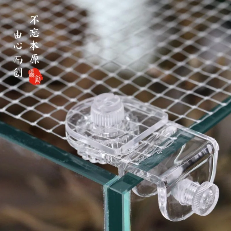 Accesorio de mamparo para pecera, soporte de abrazadera de red antisalto, Clip fijo transparente acrílico, Clips de cubierta para acuario, accesorios para acuario