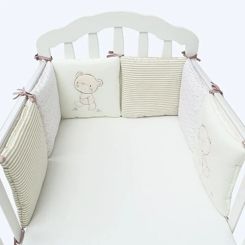Protector de cama de bebé, almohadillas de parachoques para cuna, 6 unids/set, parachoques para cama de bebé, cama de seguridad para niños alrededor de mezcla de algodón, cuna anticolisión y anticaída