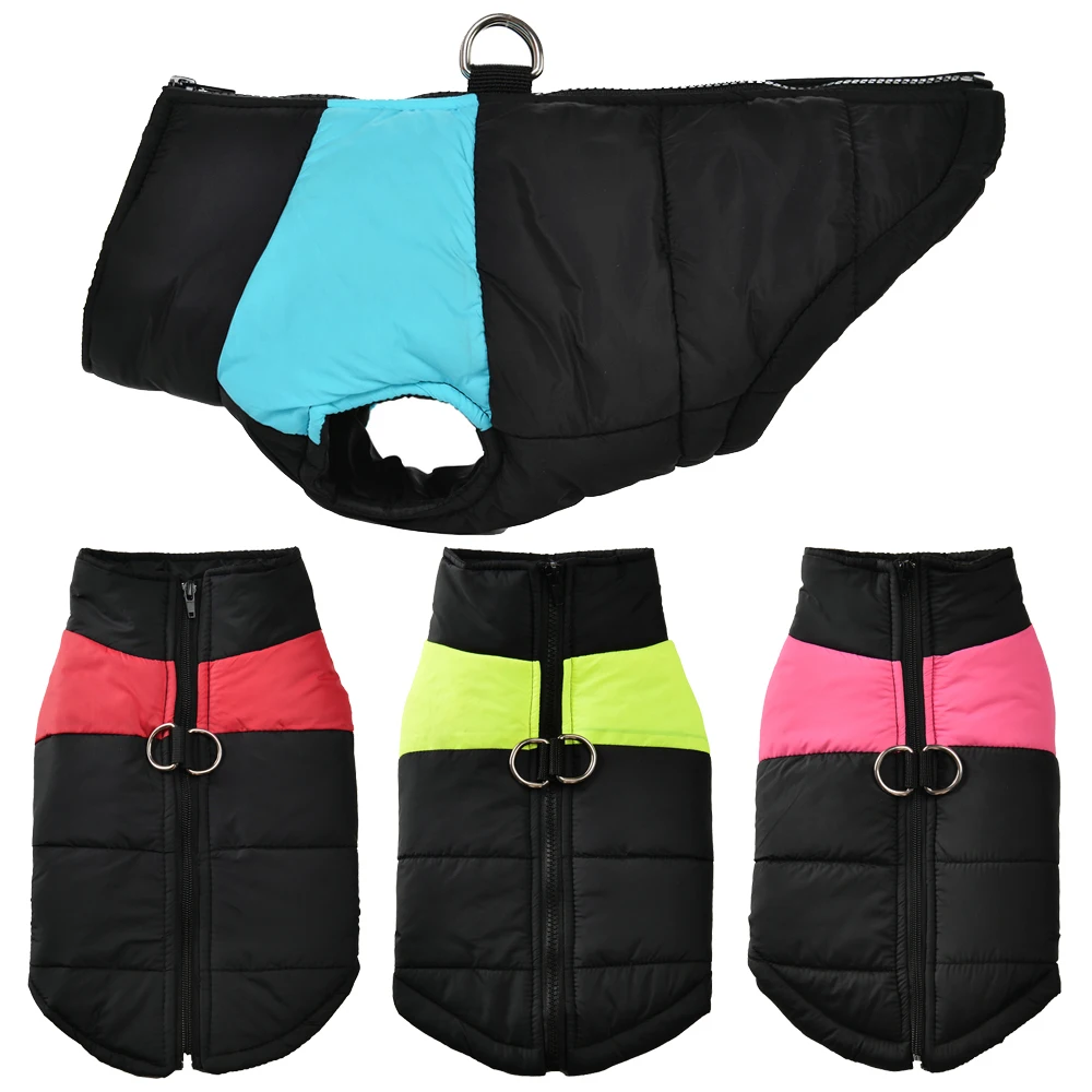 Chaqueta para perro de otoño e invierno con anillo en D para perros pequeños y grandes, ropa cálida impermeable con cremallera para cachorros, disfraces para mascotas Labrador Yorkies