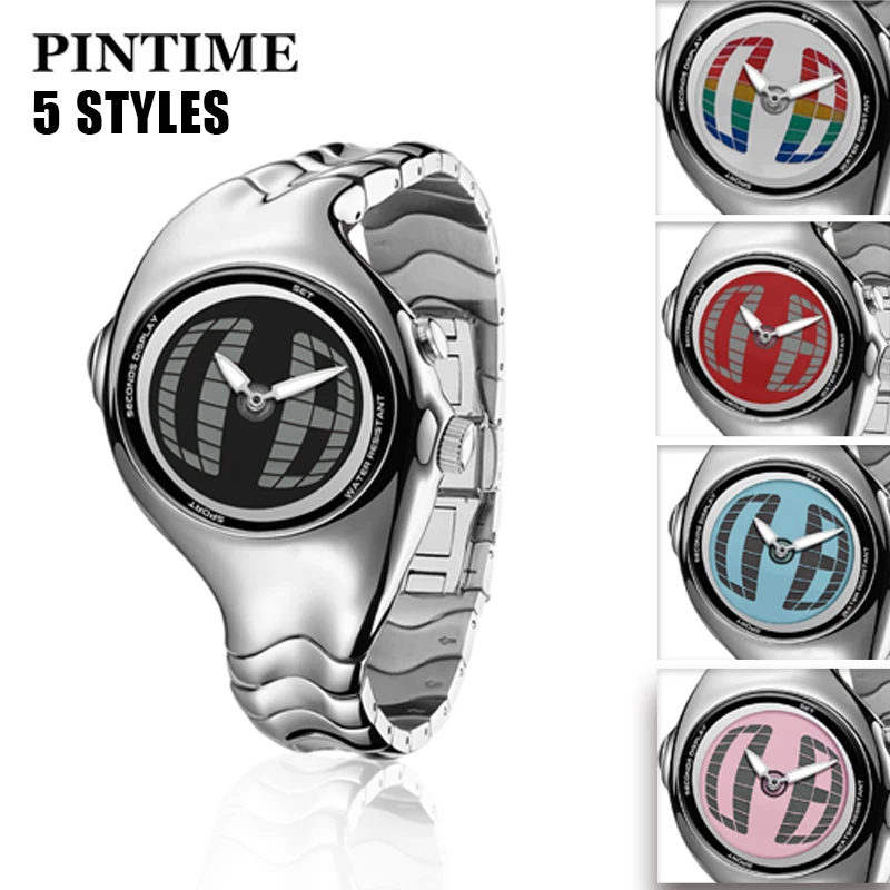Reloj digital Y2K para hombre con tecnología retorcida, reloj de pulsera de cuarzo de metal único con pantalla dual, estilo vintage futurista