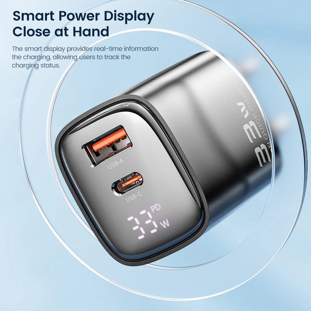 Toocki 33W GaN USB C cargador pantalla Digital carga rápida tipo C cargador para iPhone 15 14 13 12 Samsung Galaxy S23 S22 Xiaomi