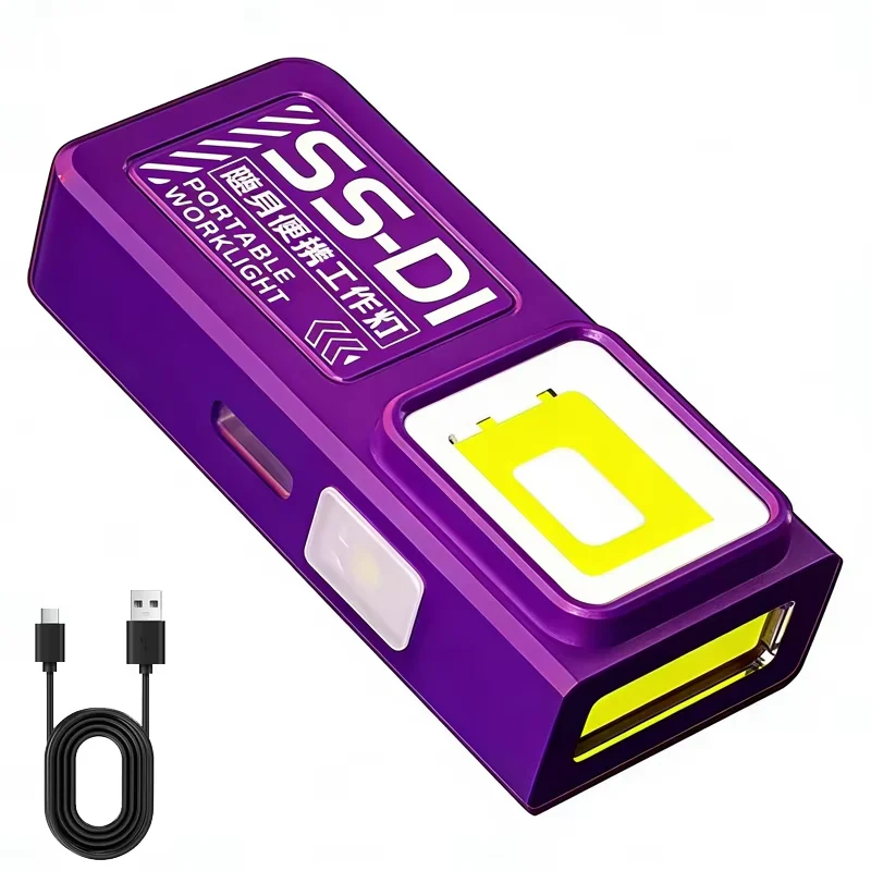 Mini linterna LED COB recargable, portátil, EDC, linterna de bolsillo USB C, luz de trabajo con clip magnético para emergencias