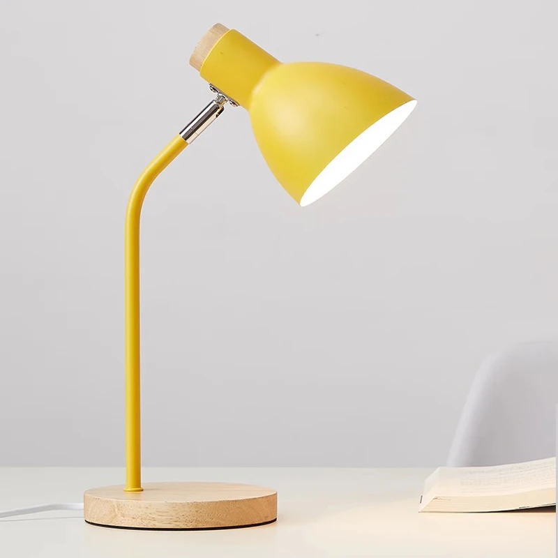 Lámpara LED nórdica creativa para sala de estar, decoración de escritorio de aprendizaje de macarrón moderna y sencilla de madera maciza