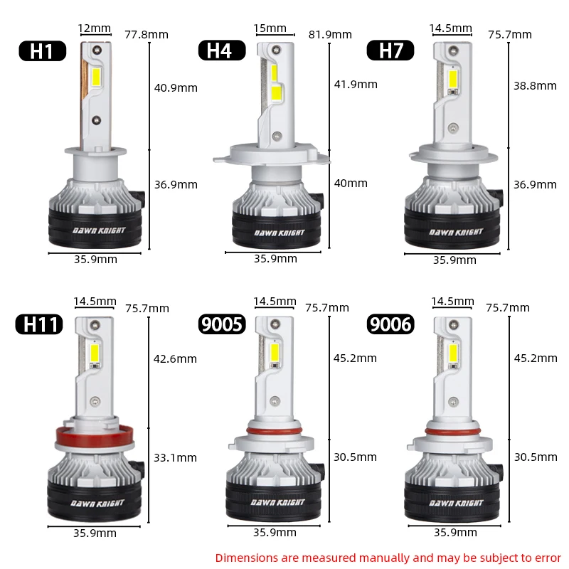 DAWNKNIGHT K7C 4300K H7 H4 H11 lámpara Led 3 luces Led de tubo de cobre para coche H1 HB3 9005 HB4 9006 12V bombilla de faro Led