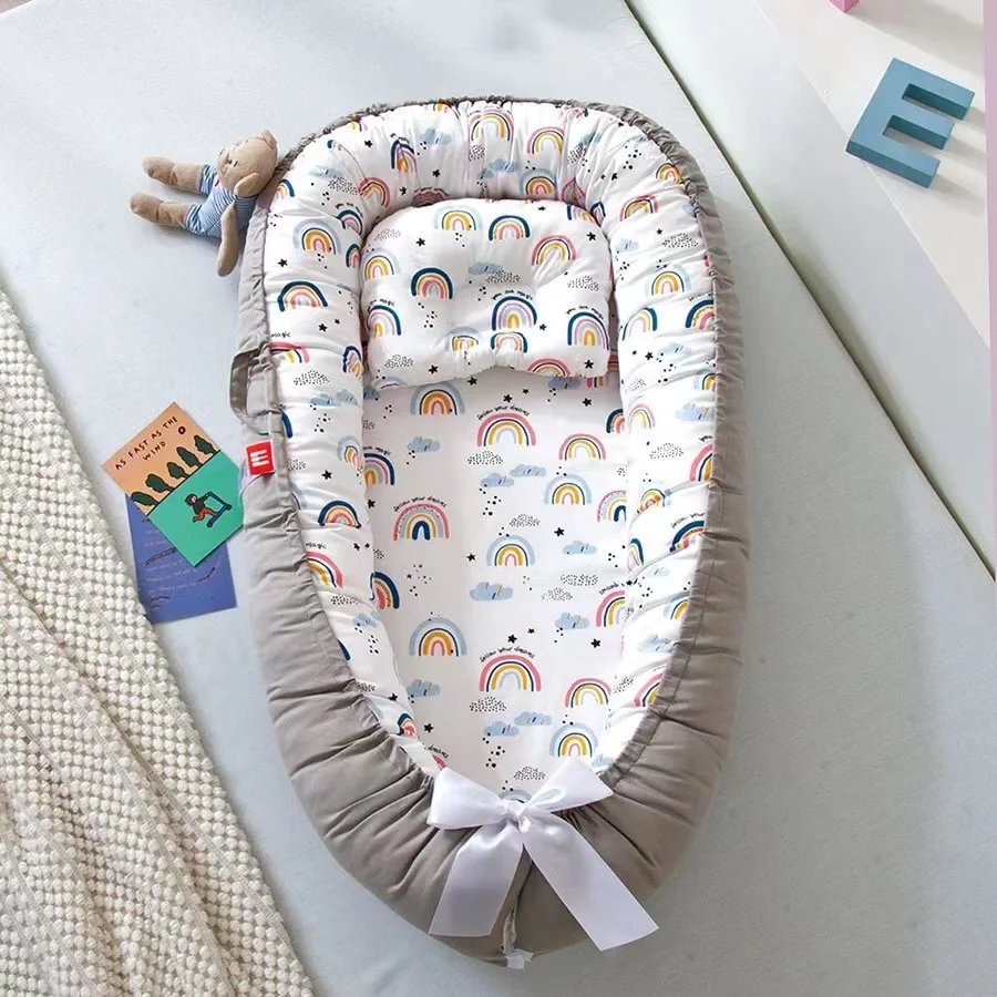 Nido de bebé para dormir, tumbona para bebé recién nacido, cuna ajustable transpirable de algodón en la cama, portátil