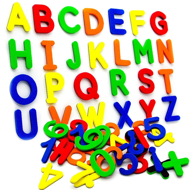 24-76 piezas de letras del alfabeto magnéticas de espuma EVA, juego de aprendizaje de ortografía y conteo, pegatinas para refrigerador, juguetes educativos para niños