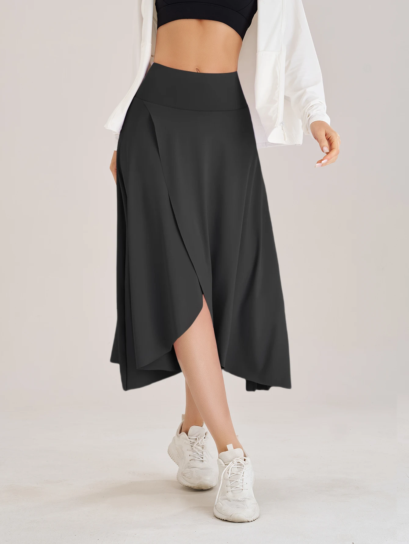 Falda pantalón de tenis para mujer, pantalones cortos con bolsillos laterales y apertura en la cintura, vestido largo, ropa deportiva para Fitness, entrenamiento