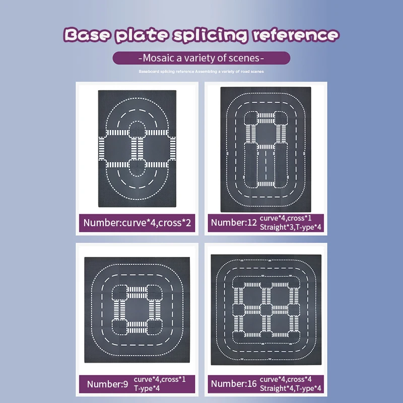 Placa Base Clásica para Bloques de Construcción, Figuras de Tráfico y Carreteras con Vista a la Ciudad, Ladrillos de Construcción, Puntos, Placas Base de Plástico, Accesorios