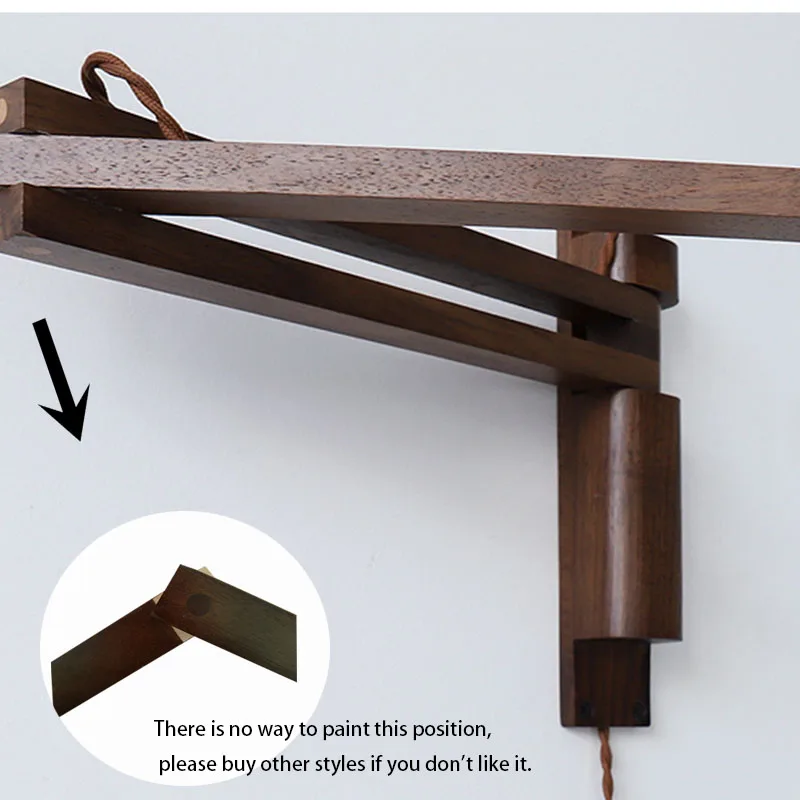 Lámpara de pared plegable Retro de color nogal, lámpara de noche para dormitorio, sala de estar, estudio japonés, sala de té, lámpara de cafetería acadérea