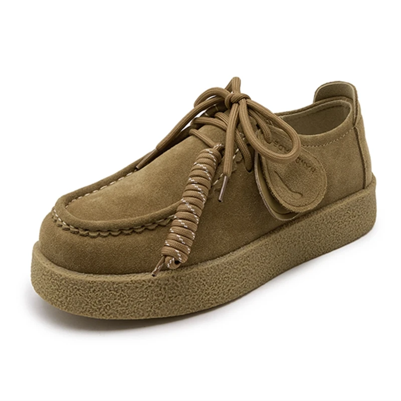 AIYUQI, zapatos de mujer, mocasines de ante de cuero genuino 2026, zapatos de estilo británico con cordones para estudiantes, zapatos clásicos de talla grande para mujer